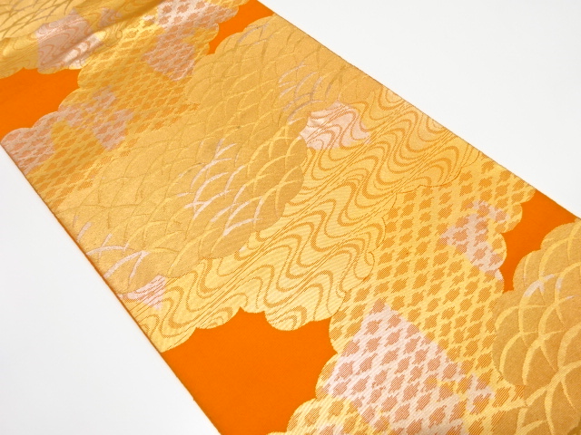 JAPANESE KIMONO / ANTIQUE FUKURO OBI / SILK / WOVEN STREAM & GRASS